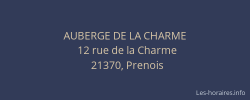 AUBERGE DE LA CHARME
