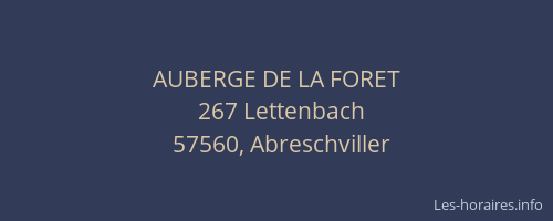 AUBERGE DE LA FORET