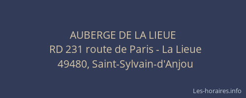 AUBERGE DE LA LIEUE