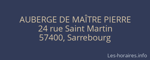 AUBERGE DE MAÎTRE PIERRE