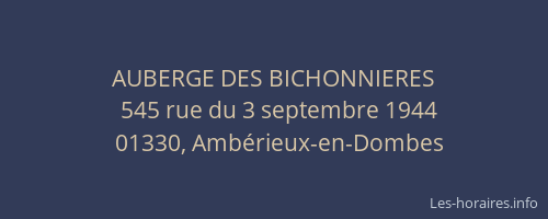 AUBERGE DES BICHONNIERES