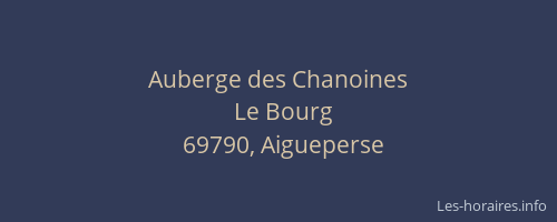 Auberge des Chanoines