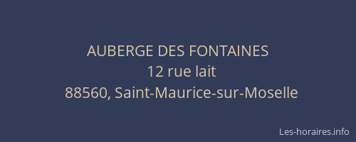 AUBERGE DES FONTAINES