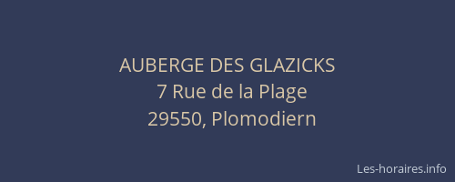 AUBERGE DES GLAZICKS