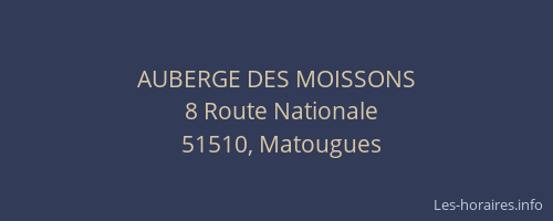 AUBERGE DES MOISSONS