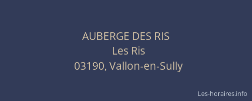 AUBERGE DES RIS