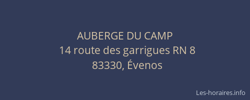 AUBERGE DU CAMP