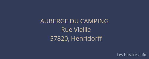 AUBERGE DU CAMPING