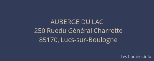 AUBERGE DU LAC