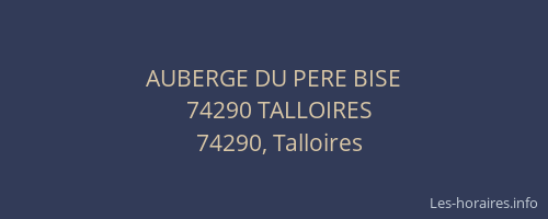 AUBERGE DU PERE BISE