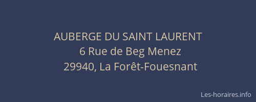 AUBERGE DU SAINT LAURENT