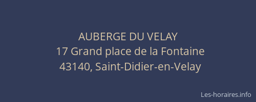 AUBERGE DU VELAY