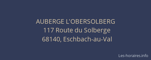 AUBERGE L'OBERSOLBERG