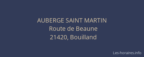 AUBERGE SAINT MARTIN