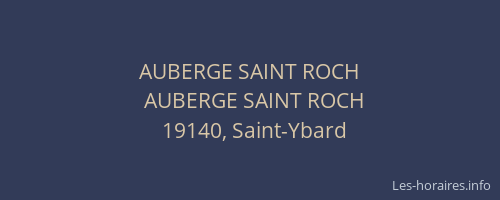AUBERGE SAINT ROCH