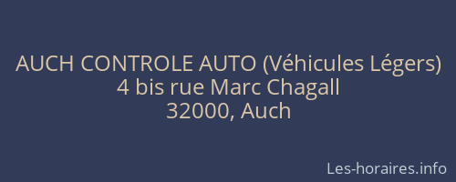 AUCH CONTROLE AUTO (Véhicules Légers)