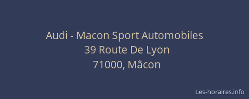 Audi - Macon Sport Automobiles
