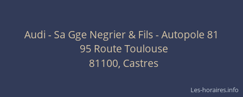 Audi - Sa Gge Negrier & Fils - Autopole 81