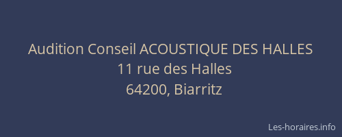Audition Conseil ACOUSTIQUE DES HALLES