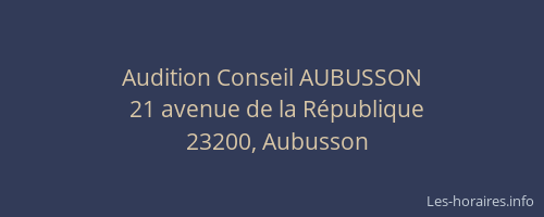 Audition Conseil AUBUSSON