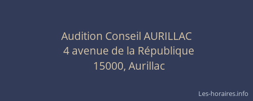 Audition Conseil AURILLAC