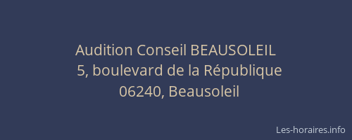 Audition Conseil BEAUSOLEIL
