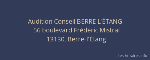 Audition Conseil BERRE L'ÉTANG