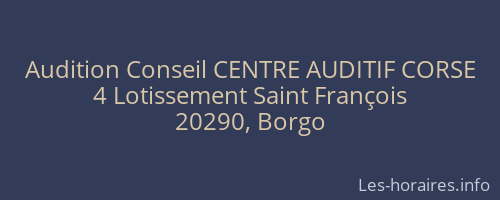 Audition Conseil CENTRE AUDITIF CORSE