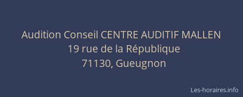 Audition Conseil CENTRE AUDITIF MALLEN