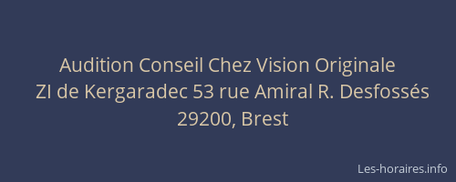 Audition Conseil Chez Vision Originale