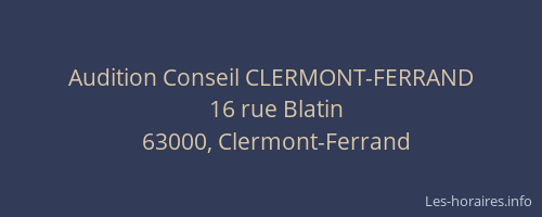 Audition Conseil CLERMONT-FERRAND