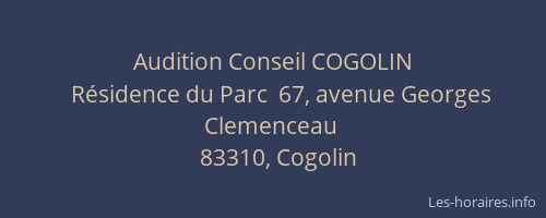 Audition Conseil COGOLIN