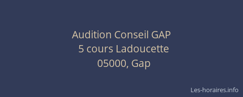 Audition Conseil GAP