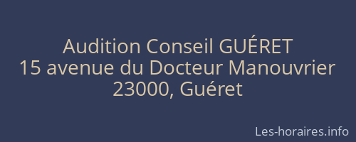 Audition Conseil GUÉRET