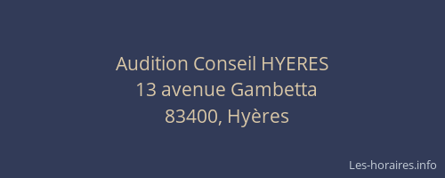 Audition Conseil HYERES