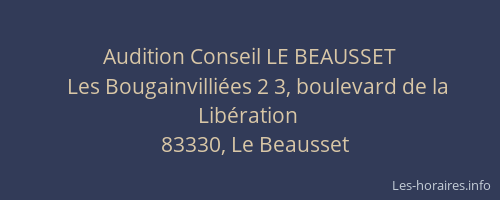 Audition Conseil LE BEAUSSET