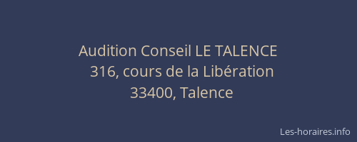 Audition Conseil LE TALENCE