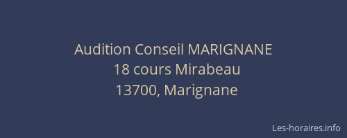 Audition Conseil MARIGNANE