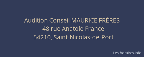 Audition Conseil MAURICE FR&Egrave;RES
