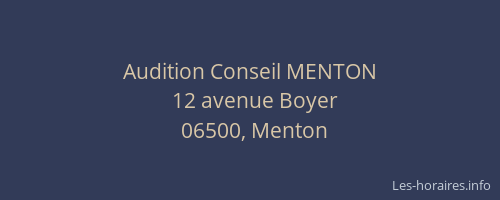 Audition Conseil MENTON