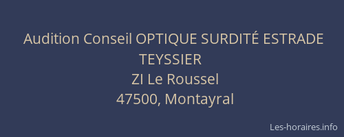Audition Conseil OPTIQUE SURDIT&Eacute; ESTRADE TEYSSIER