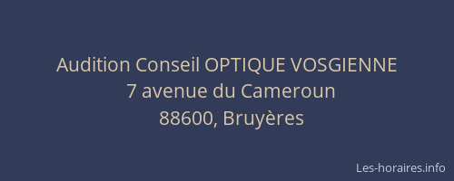 Audition Conseil OPTIQUE VOSGIENNE