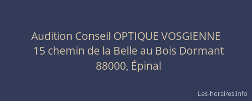 Audition Conseil OPTIQUE VOSGIENNE