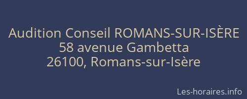 Audition Conseil ROMANS-SUR-ISÈRE
