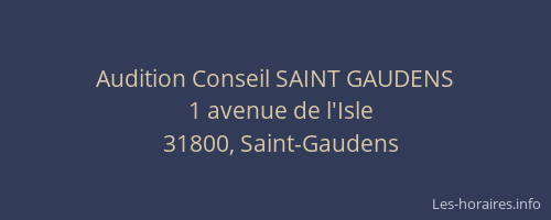 Audition Conseil SAINT GAUDENS