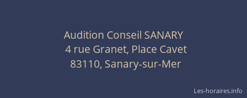 Audition Conseil SANARY