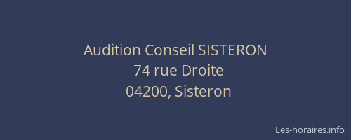 Audition Conseil SISTERON