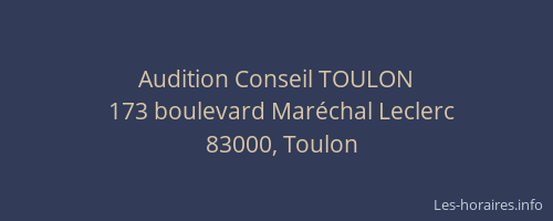 Audition Conseil TOULON