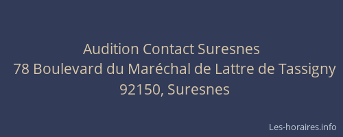 Audition Contact Suresnes