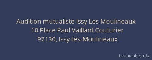 Audition mutualiste Issy Les Moulineaux